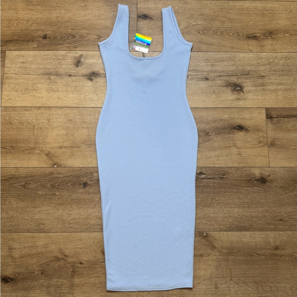 NWT MISSGUIDED Bodycon Midi Dress Powder Blue US Size 4